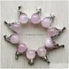 Charms Hand Hold Natural Rose Quartz Stone Charm Beads Pendenti per gioielli che fanno Drop Delivery Components Dhe0R