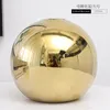 Decorative Objects Figurines European Style Simple Electroplating Metal Gold Color Round Vase Ornaments Living Room Interior Decoration Home Accessories 230701