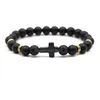 Beaded Cross Charms 8Mm Colors Stone Strand Bead Yoga Buddha Pulsera Para Mujeres Hombres Joyería Drop Delivery Pulseras Dhp2K