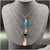 Pendentif Colliers Cristal De Guérison Pierre Naturelle Magique Chapeau Pointu Charmes Quartz Rose Oeil De Tigre Lapsi Rose Lien Chaîne En Gros Christ Dh7Ig