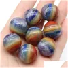 Stone 20mm 7 Chakra Round Natural Crystal Ball Mosaic Craft Gift Yoga Hand Spela Odornment Decoration Drop Delivery Jewely Dhdxv