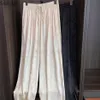 Pantaloni a due pezzi da donna in raso dritto da donna Estate sottile bianco ghiaccio fiore di seta con lacci fresco stile coreano Y2k 230703