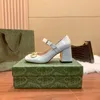 Designer damesschoenen hoge hakken zwarte pumps vintage vierkante tenen gesp geklede schoenen