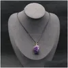 Pendant Necklaces Natural Crystal Stone Agate Gold Wire Wrap Chakra Amethyst Rose Quartz Women Jewelry Drop Delivery Pendants Dhrqt