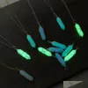 Pendant Necklaces Hexagonal Cylindrical Crystal Stone Necklace Glow In The Dark Luminous Wire Wrap Stones Jewelry Gift For Women Men Dh2Iy