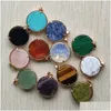 Charms Gold Life Of Tree Natural Stone Tiger Eye Lapis Lazi Crystal Rose Quartz Malachite Aventurine Opal Turquoise Pendant For Diy Dhtwd