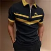 Herren Polos Herren Tops Polo Golf Herren King Print T-Shirt Hochwertige Turndown Kurzarm Reißverschluss Pullover Original Golf Wear Herrenbekleidung 230703