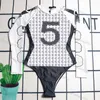 Womens Long Sleeved Swimsuit Letter Printed Swimsuit Summer Quick Drying Swimsuit Sexy One Piece Surf Diving Swimwear