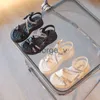 Sandaletler prenses ayakkabılar bebek kız kızlar düz bling deri sandalet moda pullu çocuk dans partisi ışıltılı ayakkabılar kristal f05214 j230703