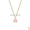 Hängselhalsband Natural Stone Crystal Necklace Triangle Amethyst Rose Quartz Chakra Healing Smycken för kvinnor Drop Delivery Pendant Dh47e