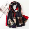 Bur home Boutique plush scarf on sale Korean version of versatile for women in spring and autumn multi purpose cotton linen thickened warm winter checked shawl g