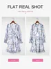 Womens Casual Dresses Spring Summer Deep V Neck Ruffle Long Sleeve Floral Print Mini Dress