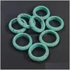 Band Rings Men 6Mm Green Turquoise Stone Ring Bk Thin Smooth Anxiety Relief Uni Jewelry Drop Delivery Dhlan