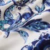 2023 Robe en coton perlé imprimé porcelaine bleu bleu et blanc à manches courtes col rond paillettes Paisley robes décontractées courtes S3Q020628 grande taille XXL
