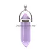 Charms Sier Natural Stone Rose Quartz Mixed Glass Harts Pillar Shape Point Chakra Pendants For Jewelry Making Wholesale Handmade Dro DHPCL