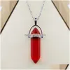 Pendant Necklaces Rainbow Glass Hexagonal Column Point Black Cord Necklace Cylindrical Charms Minerals Healing Crystal Jewelry Drop Dh6Vw