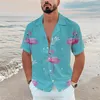 Mężczyznowe dresy hawajskie koszula moda lapel z krótkim rękawem topy plażowe wakacje w stylu wakacji flaming nadruk dla mężczyzn Casual Overized T Shirt 230703