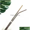 Drinking Straws Reusable Gold Rose Black Rainbow Color Stainless Steel 304 Bent Straight Sts For 900Ml Cup Drop Delivery Home Garden Dhnve