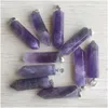 Charms Wholesale Amethyst Natural Rose Quartz White Crystal Fluorite Labradorite Stone Pillar Pendant For Jewelry Making 39Mmx10Mm D Dh5Z6