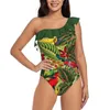 Maillots de bain femme Vintage oiseau tropical Jungle jardin femmes à volants maillot de bain une pièce Sexy body Monokini maillot de bain oiseaux