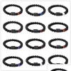 Perlen 8mm Schwarz Colorf Stein Perlen 12 Konstellation Paar Stränge Armband Männer Armbänder Für Frauen Pseras Mascina Hombre Mann herren Dh5Hs