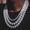 Strengen Mannen Vrouwen Luxe Prong Cubaanse Ketting Bling Iced Out Crystal Zirkoon Cluster Tennis Kettingen Hip Hop Sieraden 230613