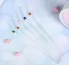 Reusable Borosilicate Butterfly Mushroom Glass Drinking Straws High temperature resistance Clear Colored Bent Cocktail Straw