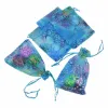 Coralline torby na prezenty z organzy sznurek woreczki do pakowania biżuterii wesele Favor Design Sheer woreczek na cukierki ze złoceniem
