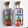 Charms Retro Colorf Chakra Natural Stone Amethyst Lapis Lazi 7 Colors Stones Pillars Pendant