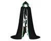 Black Cloak Velvet z kapturem Cape Medieval Renaissance Costume Larp Halloween Fancy Dress3839048