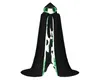 Black Cloak Velvet Hooded Cap Costume médiéval Costume Larp Halloween Fancy Dress2438518