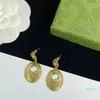 Retro Ellipse Charm Dangle Earring Stud aretes Women Fashion Designer Letter Drop Eardrops for Female Party Wedding Jewelry With Box