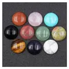 Stone 20Mm Mini Round Natural Carving Cabochon Crystal Polishing Gem Healing Jewelry Diy Acc Drop Delivery Dh37D