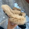 Designer women slides winter furry slippers 100% real rabbit fur warm comfortable fuzzy girl flip flops shoes size 35-41