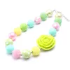 Baby Kinder Acrylfarben Perlen Halskette See blau+grün Rose Blume Chunky Bubblegum Halskette Kinder Party Geschenk handgemachter Schmuck