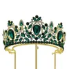 Barokke Groene Bue Rode Kristallen Tiara Kroon Voor Vrouwen Meisjes Bruiloft Vintage Bruidskroon Haar Jurk Sieraden