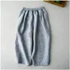 Women's Pants Simple And Versatile Linen Comfortable Casual For Loose Radish Summer Literary Style Thin Capris