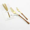 Dinnerware Sets Black Gold Stainless Steel Sets Mirror Marble Texture Tableware Western Food Dinner Knife Fork Cutleries Teaspoon Silverware Set x0703