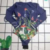 Womens Long Sleeved Swimsuit Letter Printed Swimsuit Summer Quick Drying Swimsuit Sexy One Piece Surf Diving Swimwear