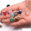 Charms Natural Arrowhead Cone Semi-Precious Stone Rose Quartz Healing Reiki Crystal Pendant Diy Necklace Earrings Women Fashion Jewe Dh9Zm