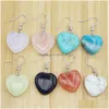 Charm Natural Stone Heart Charms Earrings Pendants Rose Quartz Opal Crystal Dangle Women Party Jewelry Drop Delivery Dhalw