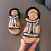 Sandalen Meisjes Sandalen Kinderen Zomer Romeinse Schoenen 2022 Elegante Parel Strass Party Prinses Schoen Flats Antislip Casual Meisje Strand sandaal J230703