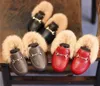 Turnschuhe Kinder Pelz Schuhe Kinder Samt Schuhe Baby Mädchen Warme Wohnungen Kleinkind Schwarz Marke Schuhe Prinzessin Loafer Kette Mokassin Für winterHKD230701