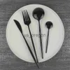 Dinnerware Sets 4pcs Gold Dinnerware Set 304 Stainless Steel Rainbow Cutlery Set Knife Fork Spoon Teaspoon Tableware Set Kitchen Silverware Set x0703