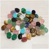 Steen 6X8Mm Natuurlijke Ovale Cabochon Losse Kralen Rozenkwarts Turquoise Stenen Gezicht Voor Reiki Healing Crystal ornamenten Ketting Ring Ea Dhan6