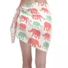 Dambadkläder Silhouette Elephant Pareo Scarf Cover Ups Kvinnor Färgglad animalisk polyesterkjol Snörning Bikini Cover-Up Sarong