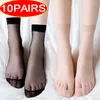 Femmes chaussettes été court cheville chaussette Balck ultra-mince Invisible cristal soie Transparent mince dame Nylon élastique Sox Meias