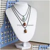 Pendant Necklaces Natural Stone Irregar Oval Egg Shape Necklace Lots Quartz Healing Crystal Rope Chain Collar For Women Fashion Jewe Dhquf