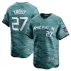 Maillot du match des étoiles Shohei Ohtani Teal 2023 de la Ligue américaine # 17 Aaron Judge Mike Trout Shohei Ohtani Ken Griffey Tim Anderson Randy Arozarena Yandy Diaz Rafael Devers