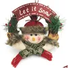 Dekoracje na boże narodzenie rattanowe drewniane wieniec drzwi dla lalek wisząca dekoracja Garland Santa Snowman ełk Decor Drop Delivery Home Garden Fe Dhp3R